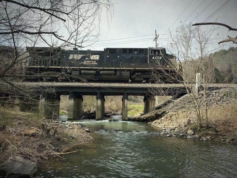 Train crossing the river.